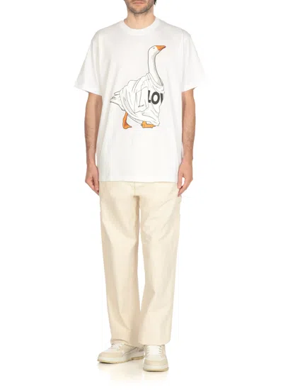 Moschino Organic Cotton Jersey T-shirt Goose In White