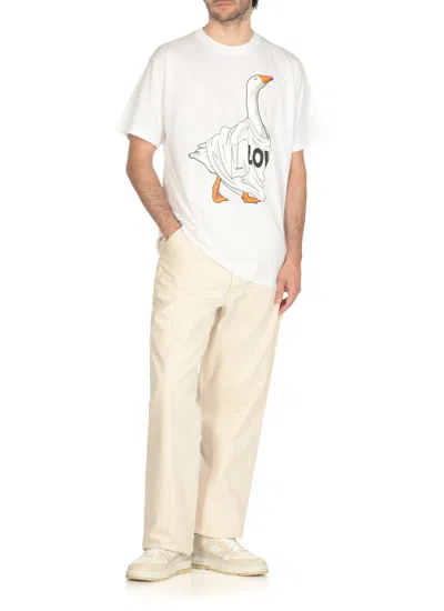 Moschino Organic Cotton Jersey T-shirt Goose In White