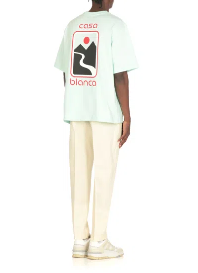 Casablanca Oversize Graphic Print Sunset Valley T-shirt In Green