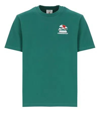 Casablanca Montagne Ondulee Crewneck T-shirt In Green