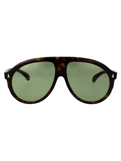 Moncler Brown Tortoise Acetate Sunglasses In Black