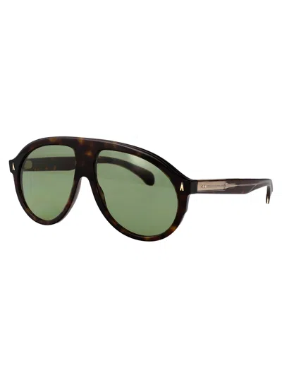 Moncler Brown Tortoise Acetate Sunglasses In Black