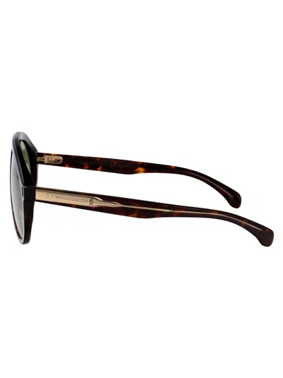 Moncler Brown Tortoise Acetate Sunglasses In Black