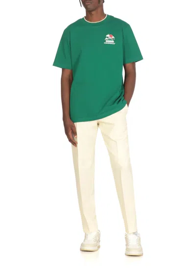 Casablanca Montagne Ondulee Crewneck T-shirt In Green