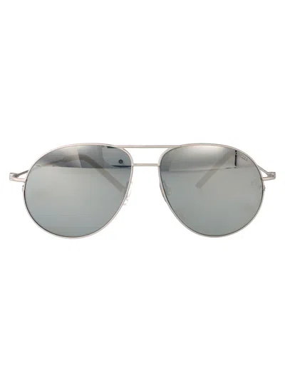 Moncler Matte Silver Metal Sunglasses In Metallic