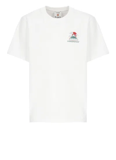 Casablanca Montagne Ondulée Logo-print Cotton-jersey T-shirt In White