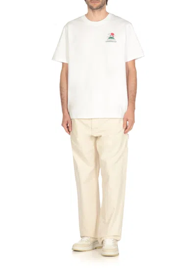 Casablanca Montagne Ondulée Logo-print Cotton-jersey T-shirt In White