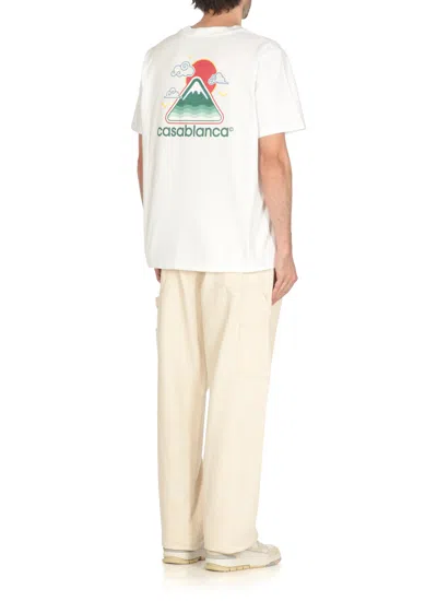 Casablanca Montagne Ondulée Logo-print Cotton-jersey T-shirt In White