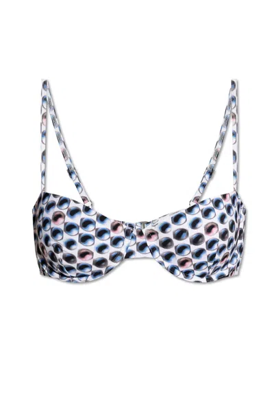 Tory Burch Printed Pearls Bikini Top In Blue