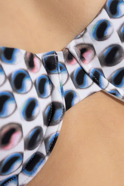 Tory Burch Printed Pearls Bikini Top In Blue