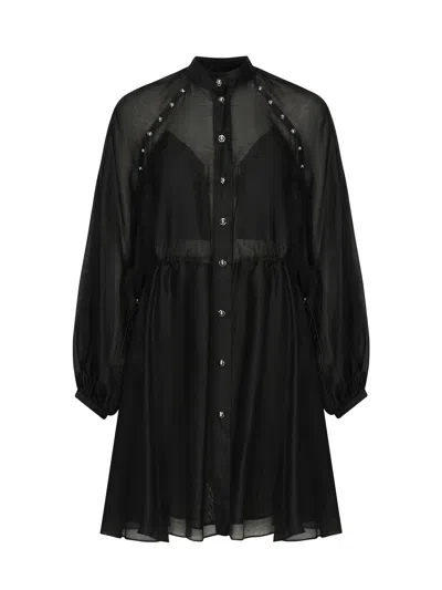 Pinko Skull-embellished Mini Dress In Black