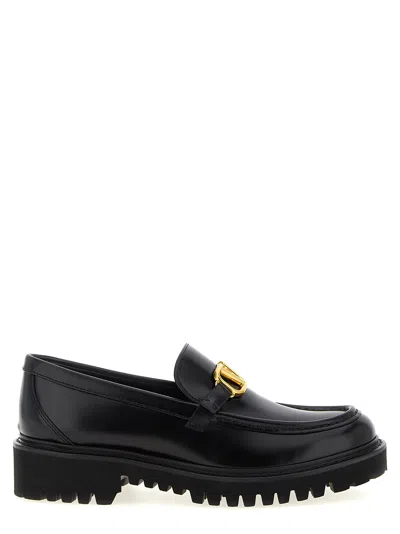 Valentino Garavani Glossy Leather Vlogo Signature Loaf In Black