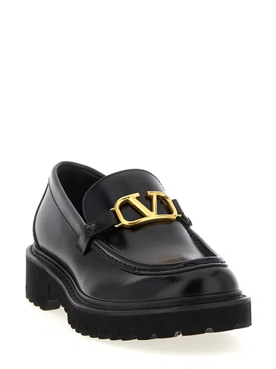 Valentino Garavani Glossy Leather Vlogo Signature Loaf In Black