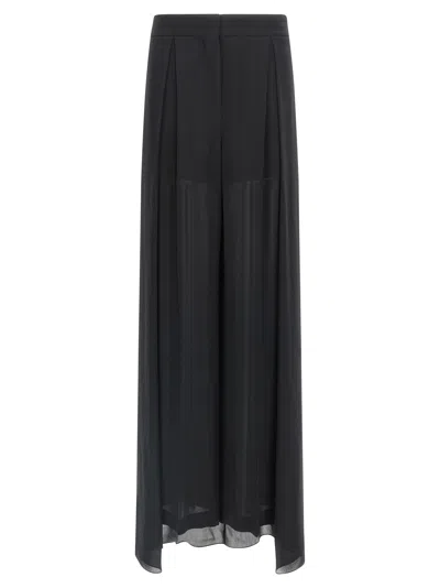 Alberta Ferretti High-waisted Silk Georgette Palazzo Pants With Asymmetrical Back Panel In Black