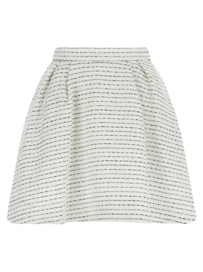 Alessandra Rich Tweed Skirt With A-line Silhouette And High Waist In White