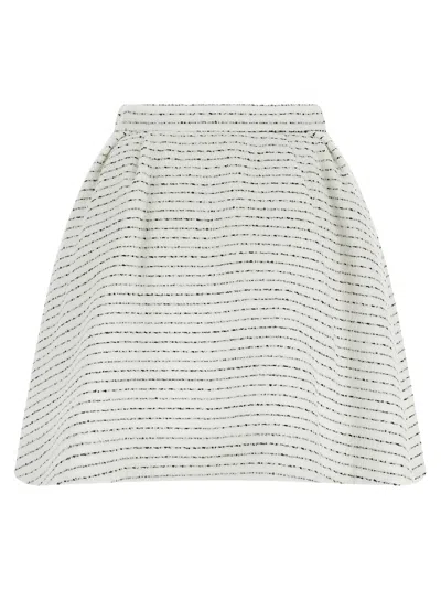 Alessandra Rich Tweed Skirt With A-line Silhouette And High Waist In White