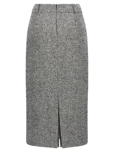 Ermanno Scervino Houndstooth Sheath Longuette Skirt With Back Split In Gray