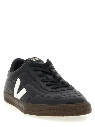 Veja Leather Sneakers In Black And White In Multi