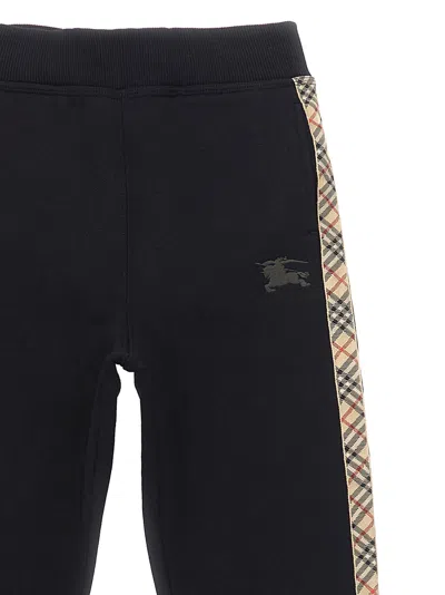 Burberry Vintage Check Paneled Jersey Sweatpants In Black