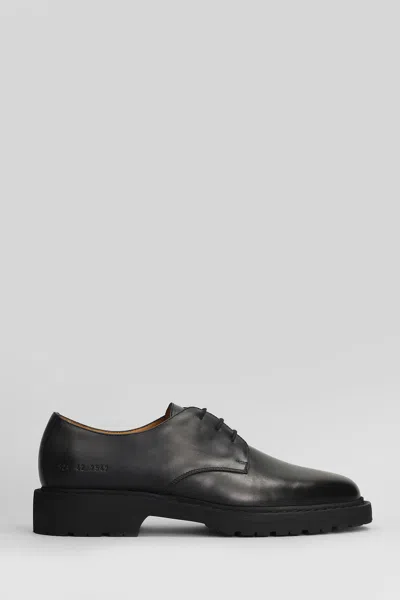 Common Projects Derby Lace Up Shoes In Black Leather In Black