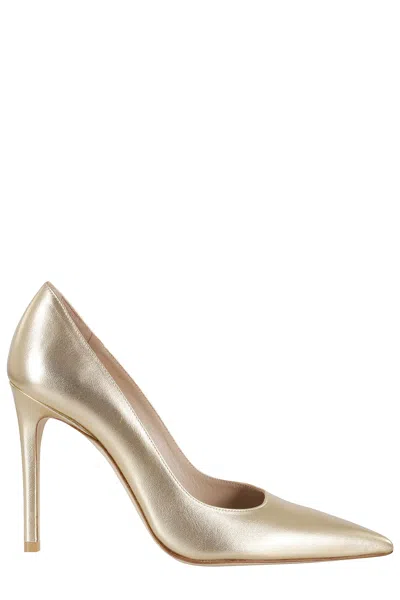 Stuart Weitzman Pointed High Heels In Gold