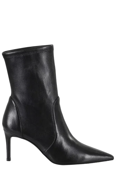 Stuart Weitzman Black Leather Stuart Power Ankle Boots