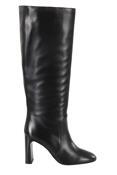 Stuart Weitzman Babette Leather Tube Boot In Black
