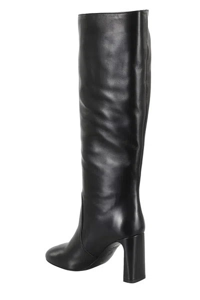 Stuart Weitzman Babette Leather Tube Boot In Black