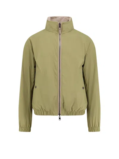 Hugo Boss Reversible Jacket With Elastic Cuffs And Collar In Green
