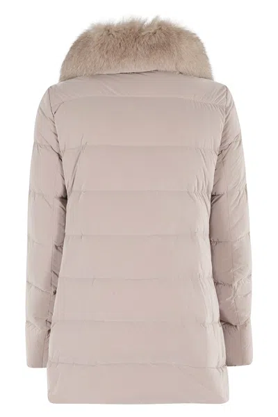 Moorer Dorado Fur Os Quilted Hazelnut Down Jacket In Brown