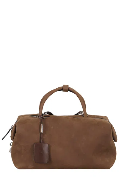 Max Mara Maxmara Women Holdalllsuede - Large Nubuck Leather Satchel In Brown