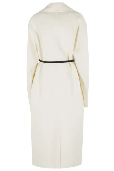 Sportmax Abate Belted Wool Long Coat In White
