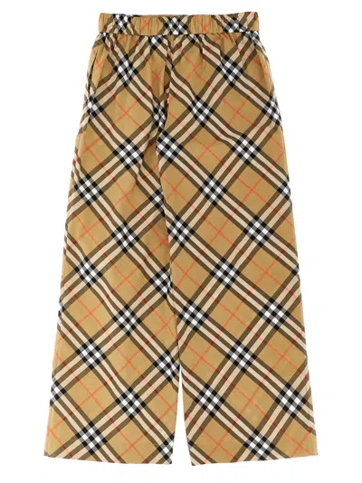 Burberry Checked Cotton Trousers In Brown