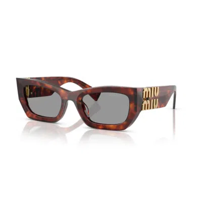 Miu Miu Cat-eye Sunglasses With Glossy Finish And Distinctive Detailing In Brown