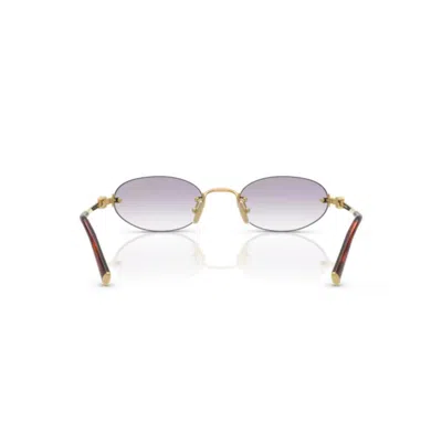 Miu Miu Logo Metal Oval Sunglasses In Gray