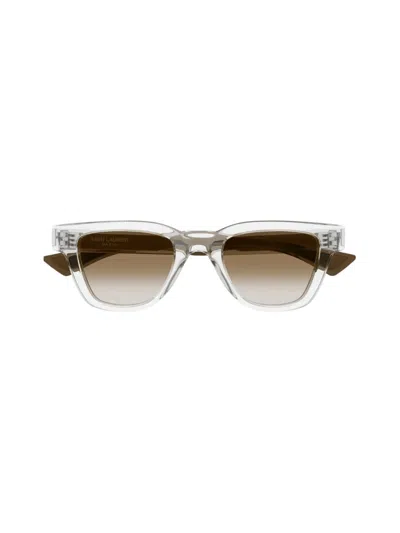 Saint Laurent Sl 790005 Crystal Crystal Green Sunglasses In Transparent