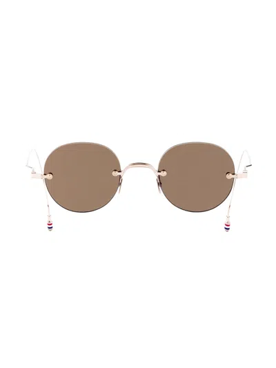 Thom Browne 938a Round-frame Metal Sunglasses In Brown