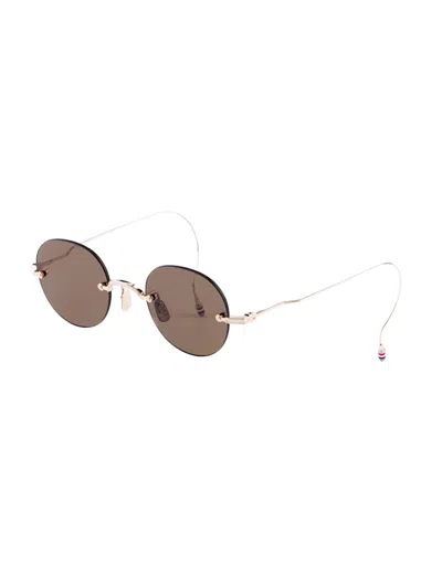 Thom Browne 938a Round-frame Metal Sunglasses In Brown