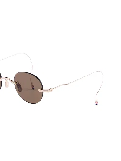 Thom Browne 938a Round-frame Metal Sunglasses In Brown