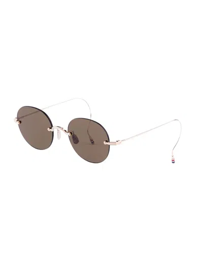 Thom Browne 938a Round-frame Metal Sunglasses In Brown