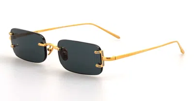 Linda Farrow Talor Rectangular Frame Sunglasses In Gold