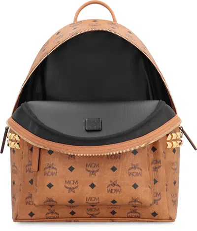 Mcm Stark Backpack In Visetos With Studs In Brown