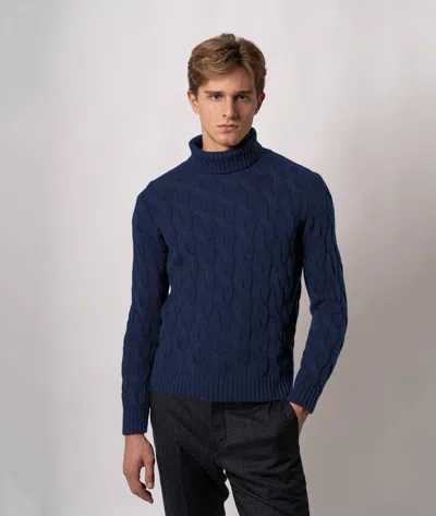 Larusmiani Turtleneck Sweater Col Du Pillon Sweater In Blue