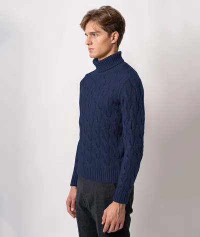 Larusmiani Turtleneck Sweater Col Du Pillon Sweater In Blue