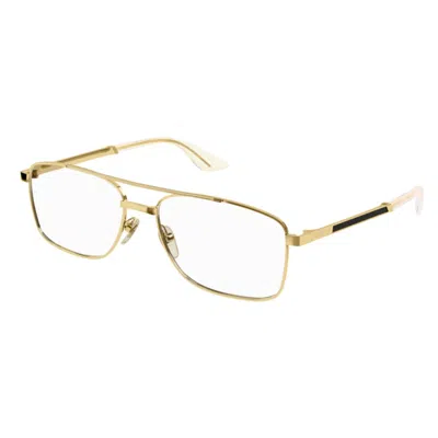 Gucci Eyewear Rectangle Frame Glasses In Gold