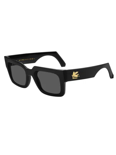Etro 52mm Rectangular Sunglasses In Black