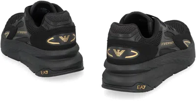 Ea7 Miu Miu Black Re-nylon And Suede Sneakers In Black