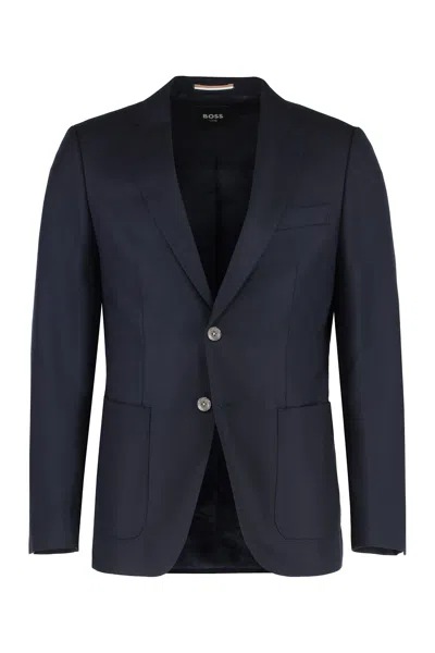 Hugo Boss Boss Single-breasted Two-button Jacket In Blue