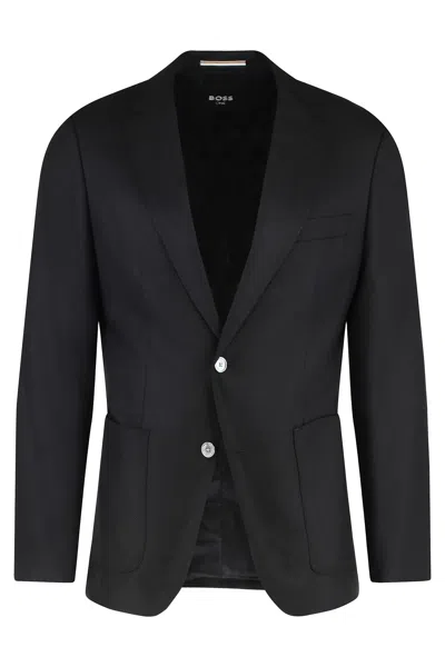 Hugo Boss Boss Single-breasted Two-button Jacket In Black