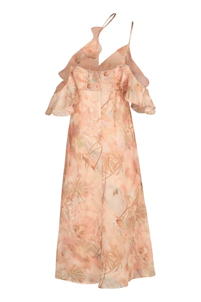 Zimmermann Illuminate Flutter Printed Dress In Neutral